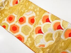 アンティーク　雲取りに亀甲・青海波・桐模様織り出し袋帯（材料）